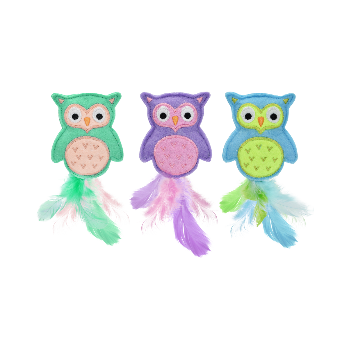 Multipet Felt Owl Cat Toy, Assorted