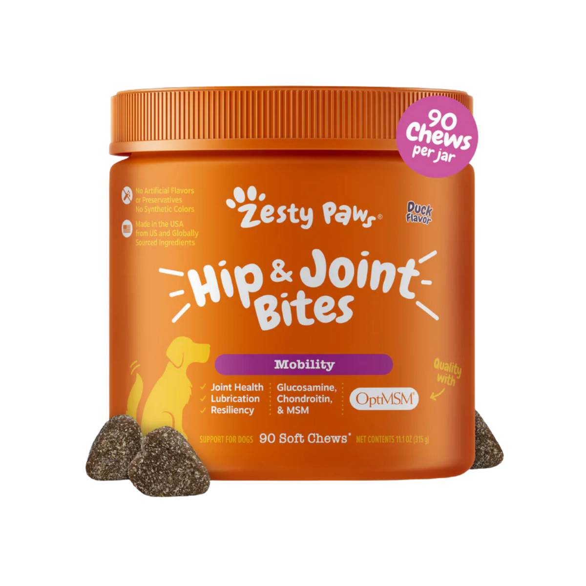 Zesty Paws Hip & Joint Bites Mobility Soft Chews for Dogs 90 ct