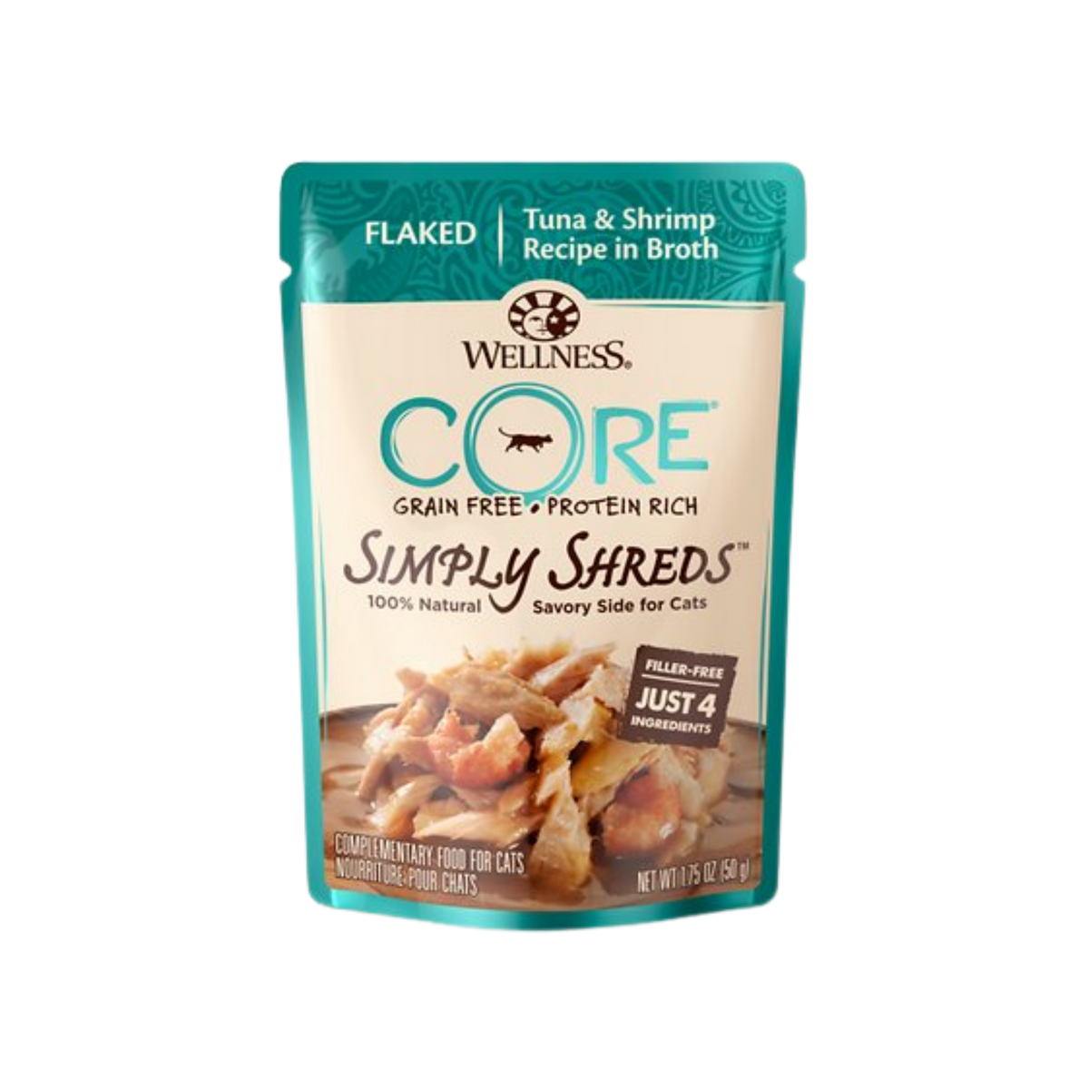 Wellness CORE Simply Shreds Grain-Free Tuna & Shrimp Wet Cat Food Topper