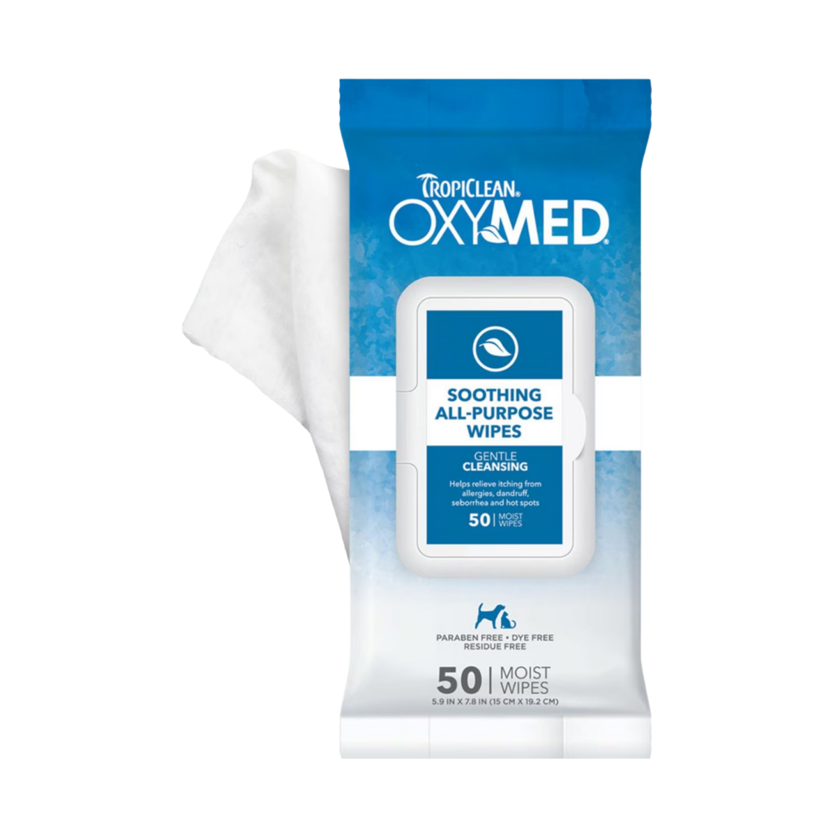 Tropiclean OxyMed Gentle Allergy Relief Dog & Cat Wipes 50 ct