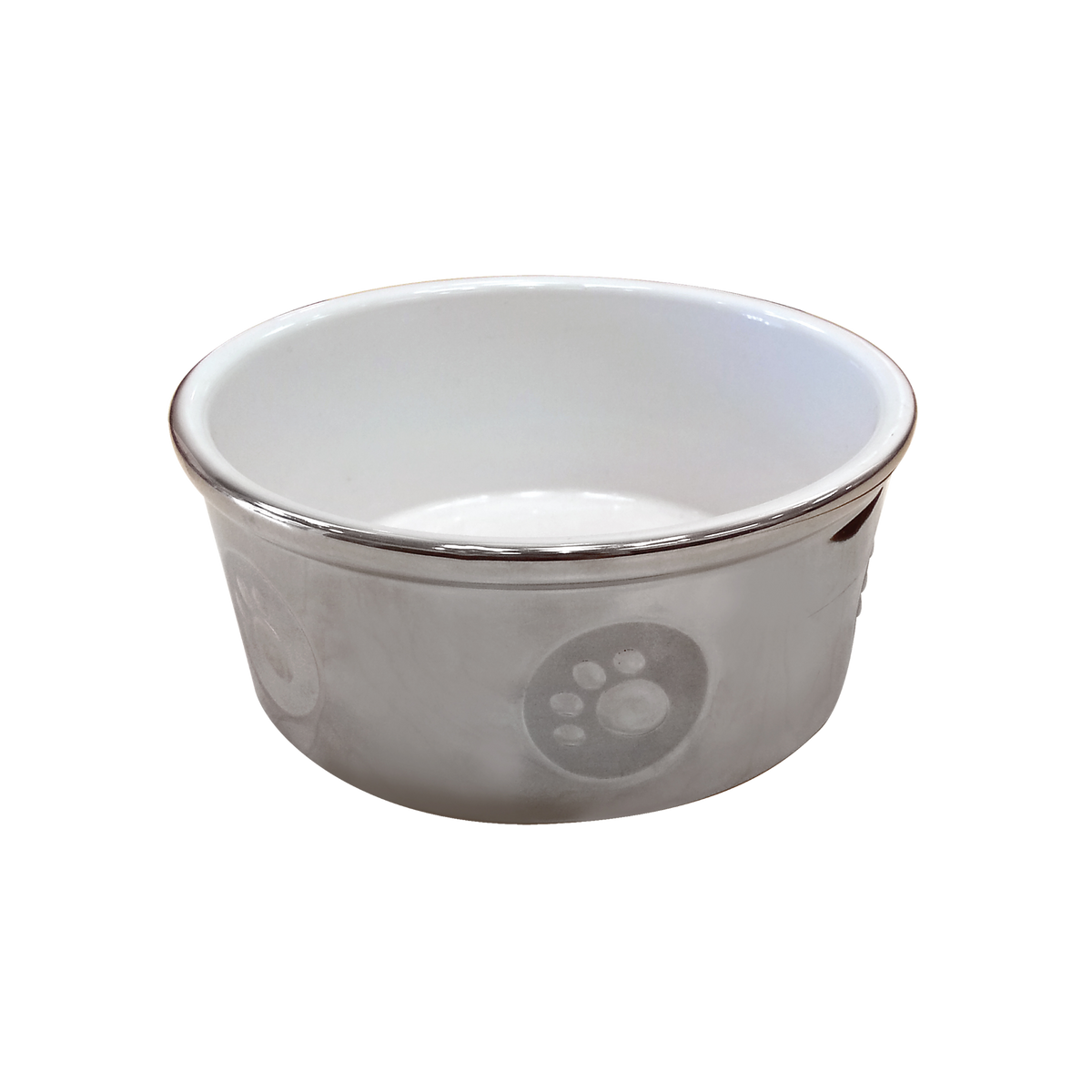 Spot Titanium Stoneware Pawprint Dog Food & Water Bowl