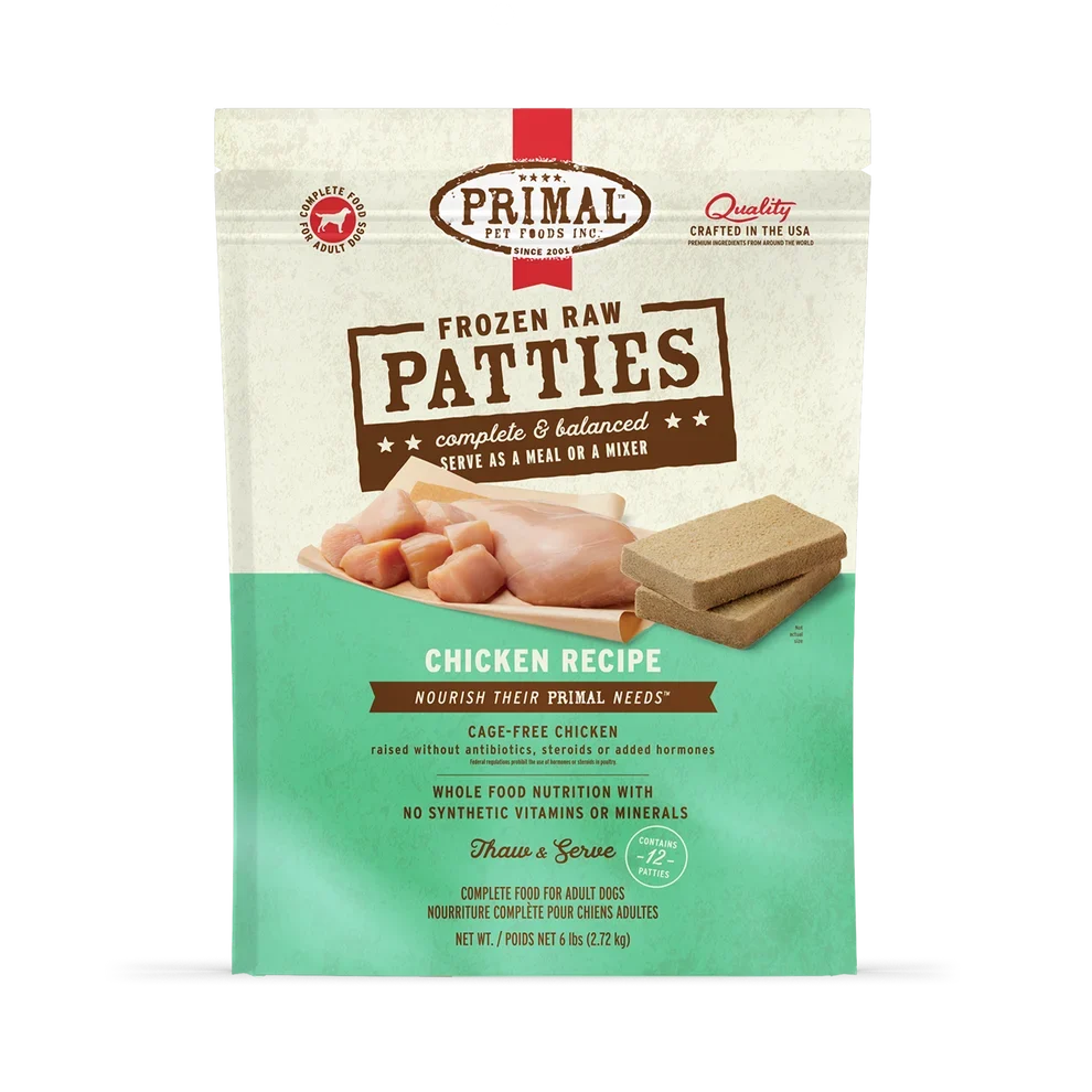 Primal Raw Frozen Patties Chicken Formula Dog Food 6 lb