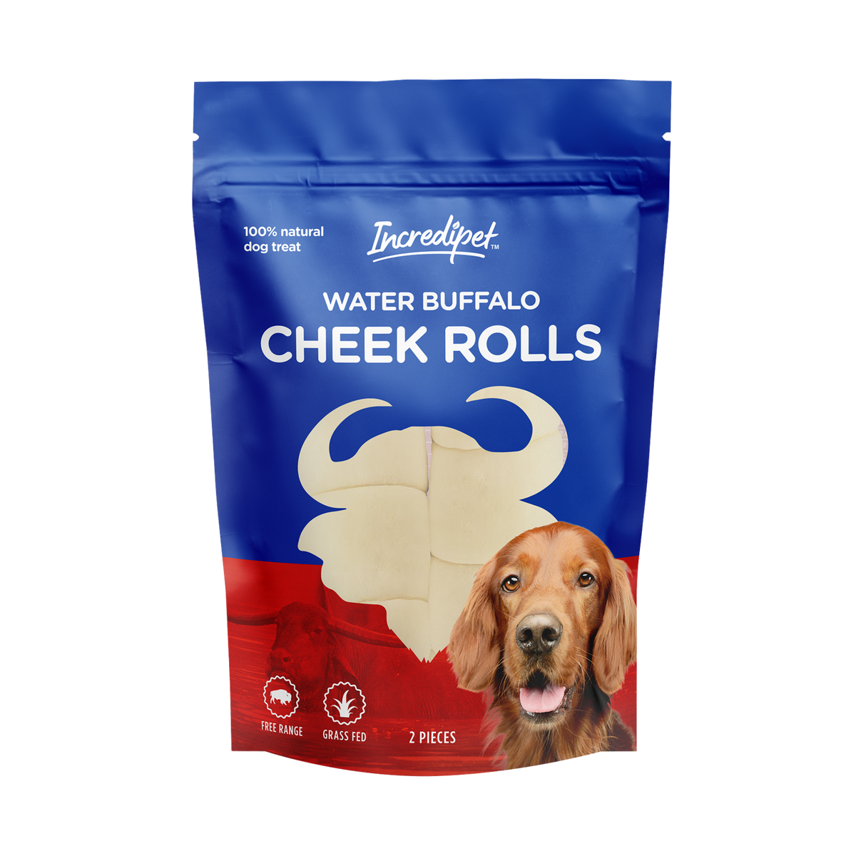 Incredipet Buffalo Cheek Rolls Dog Chew 2 pk