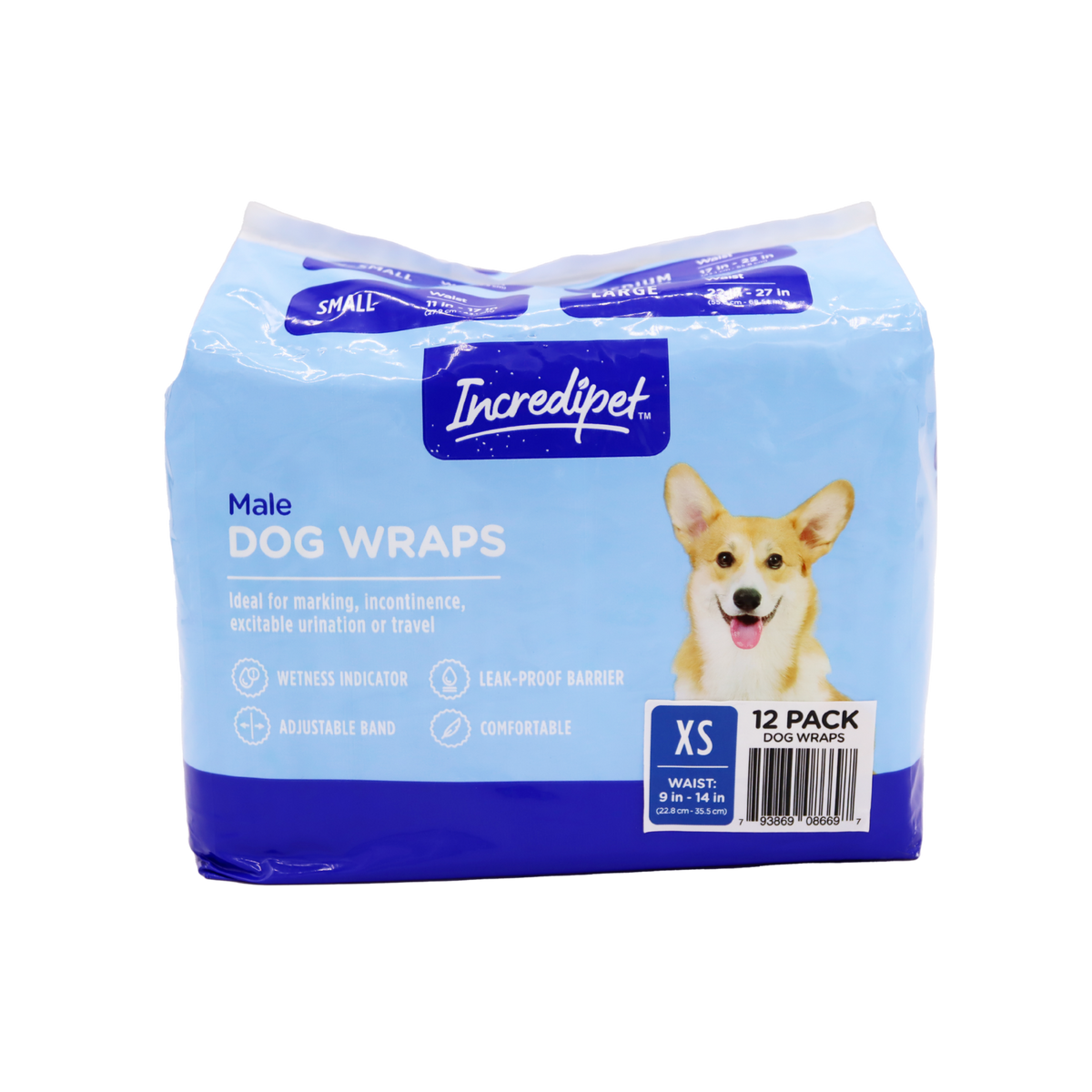 Incredipet Extra Small Disposable Male Dog Wraps 12 pk
