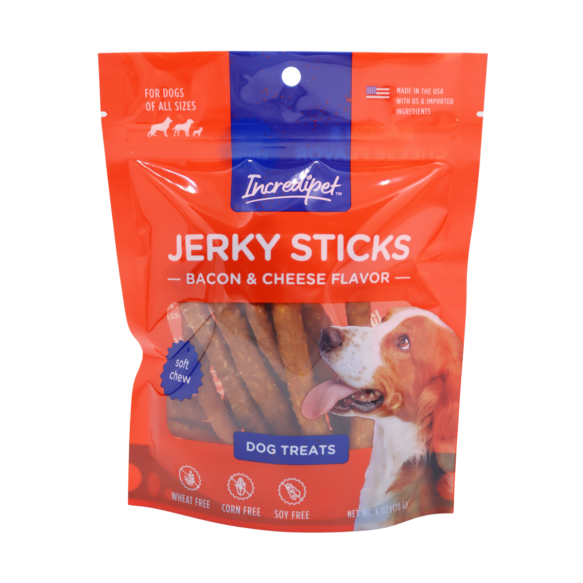 Incredipet Bacon & Cheese Flavored Jerky Sticks Dog Treats 6 oz