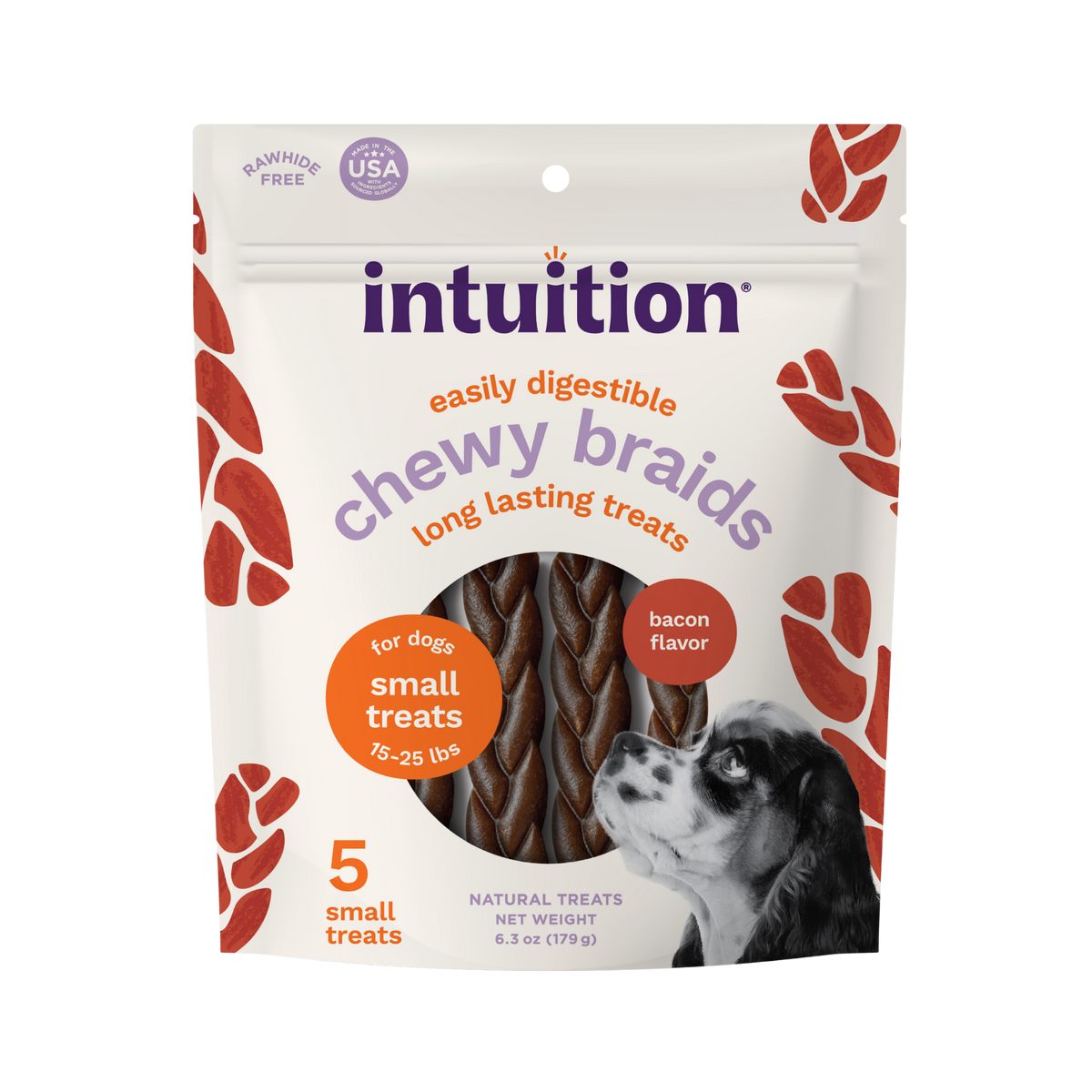 Intuition Chewy Braids, Rawhide-Free, Long-Lasting Bacon Flavor Dog Chew Treats 5 ct