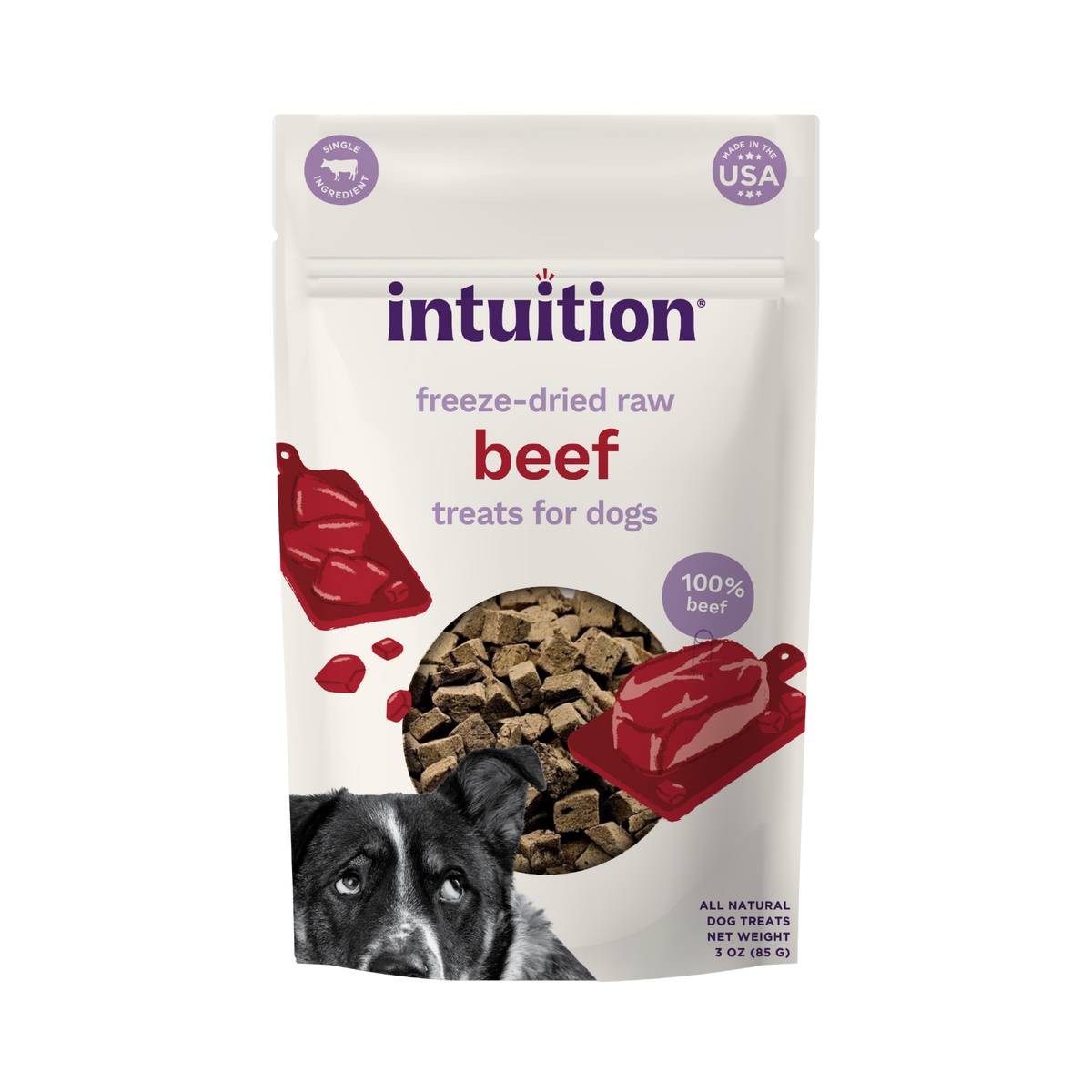 Intuition Freeze-Dried Raw Beef Treats for Dogs 3 oz