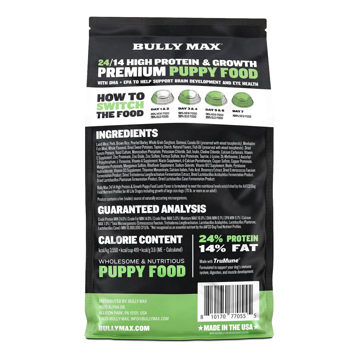 Bully Max 24/14 High Protein & Growth Puppy Formula Lamb Flavor Dry Dog Food