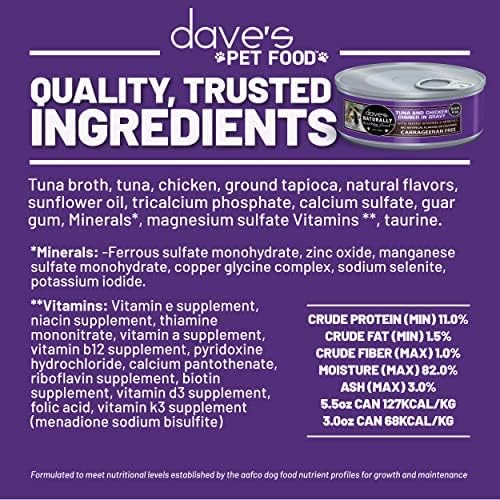 Dave's Naturally Healthy Grain-Free Chicken & Tuna Recipe in Saucey Pate Wet Cat Food