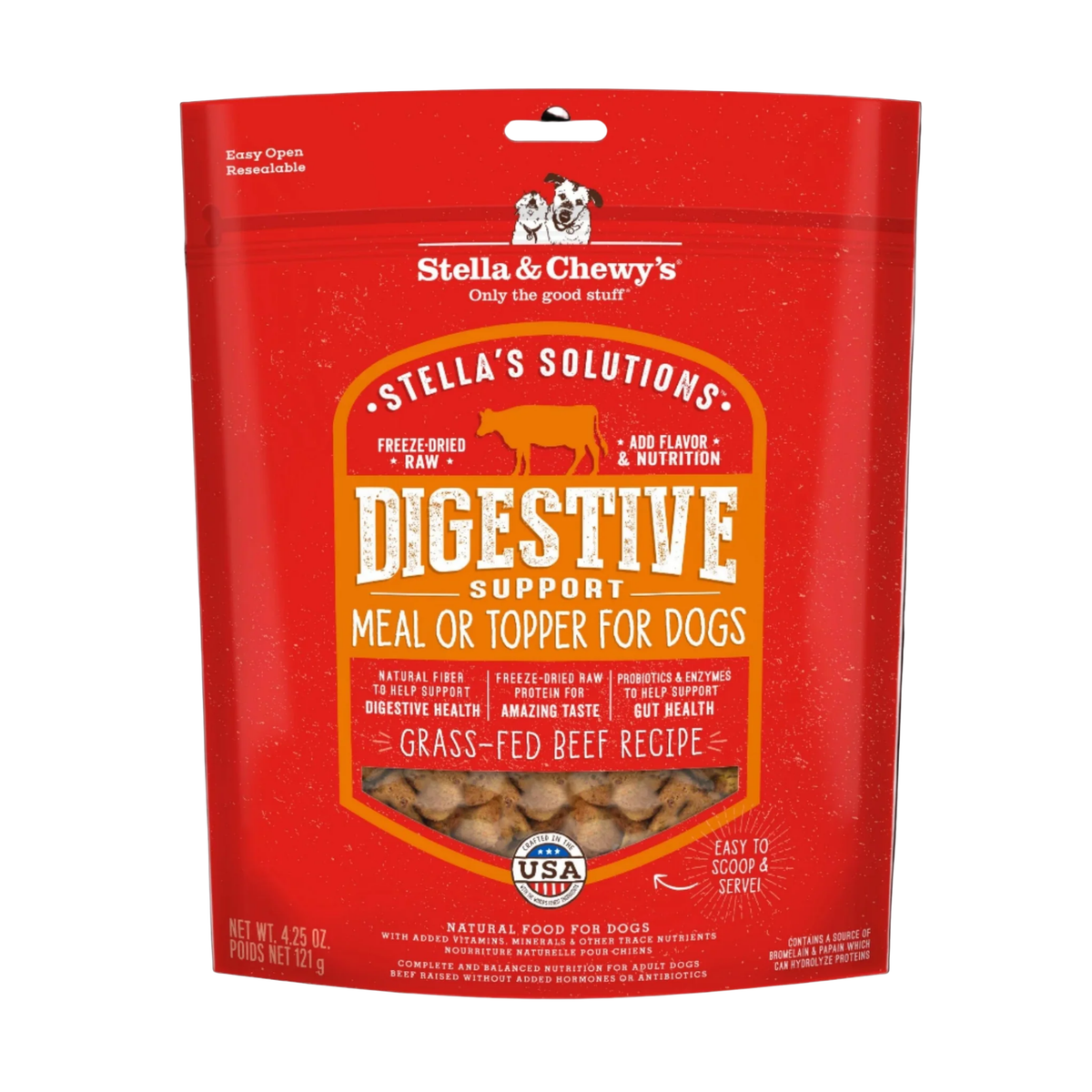 Stella & Chewy's Solutions Digestive Boost Freeze-Dried Raw Grass-Fed Beef Dinner Morsels Dog Food 4.25 oz