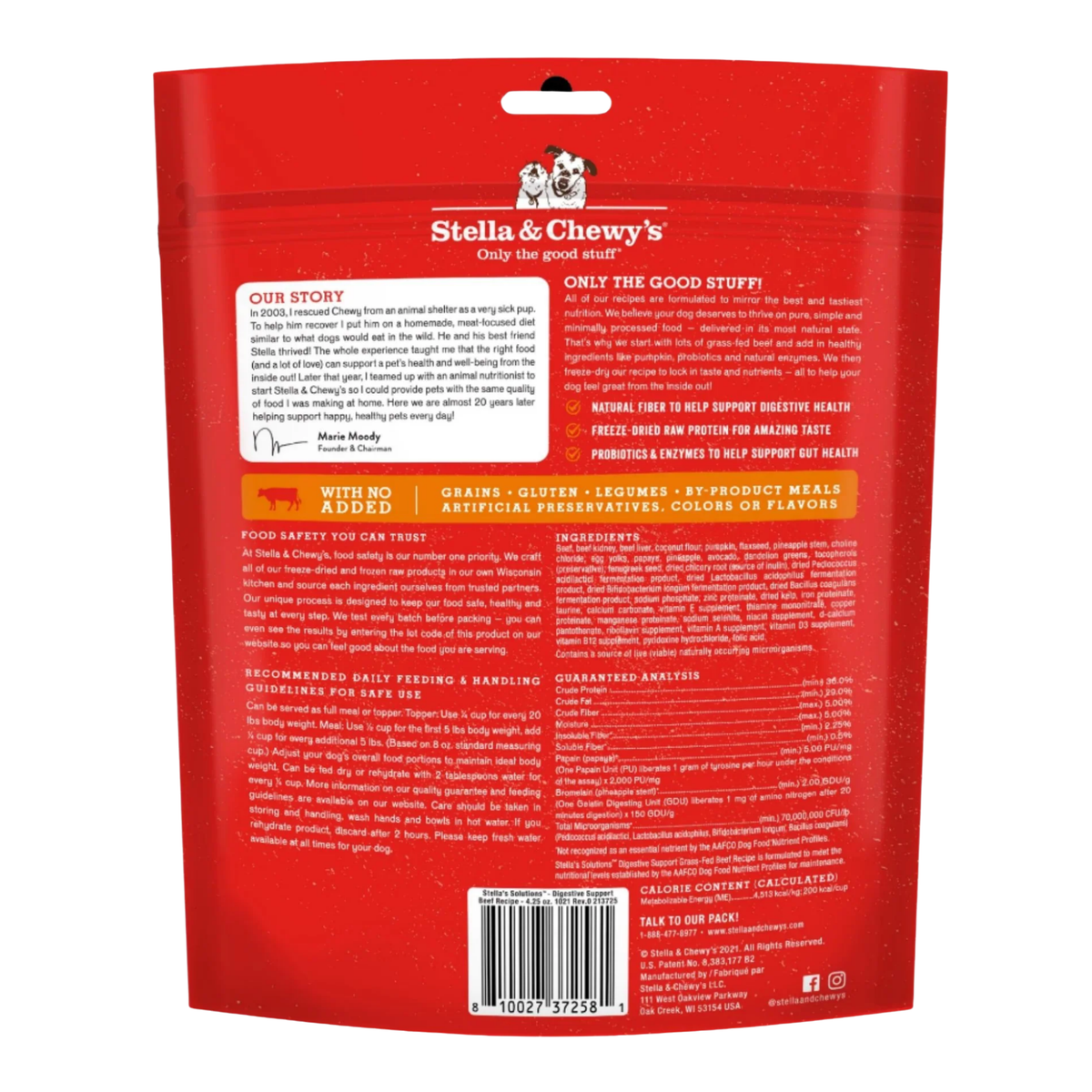 Stella & Chewy's Solutions Digestive Boost Freeze-Dried Raw Grass-Fed Beef Dinner Morsels Dog Food 4.25 oz
