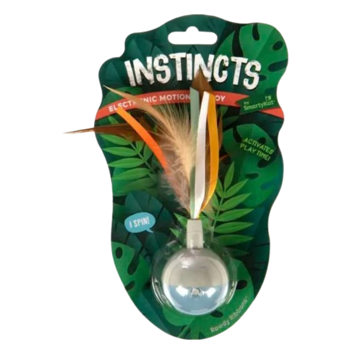 Smartykat Instincts Rowdy Ribbons Electronic Motion Spinning Ball Cat Toy