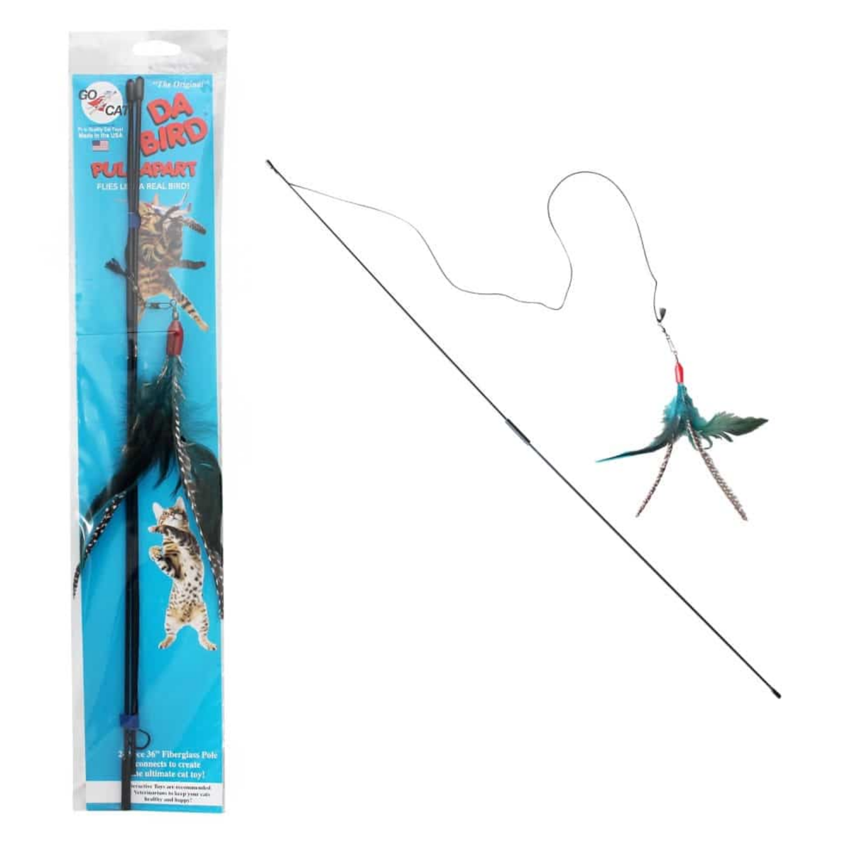 Go Cat Lures Da Bird Cat N Around Wand Cat Toy 36 in