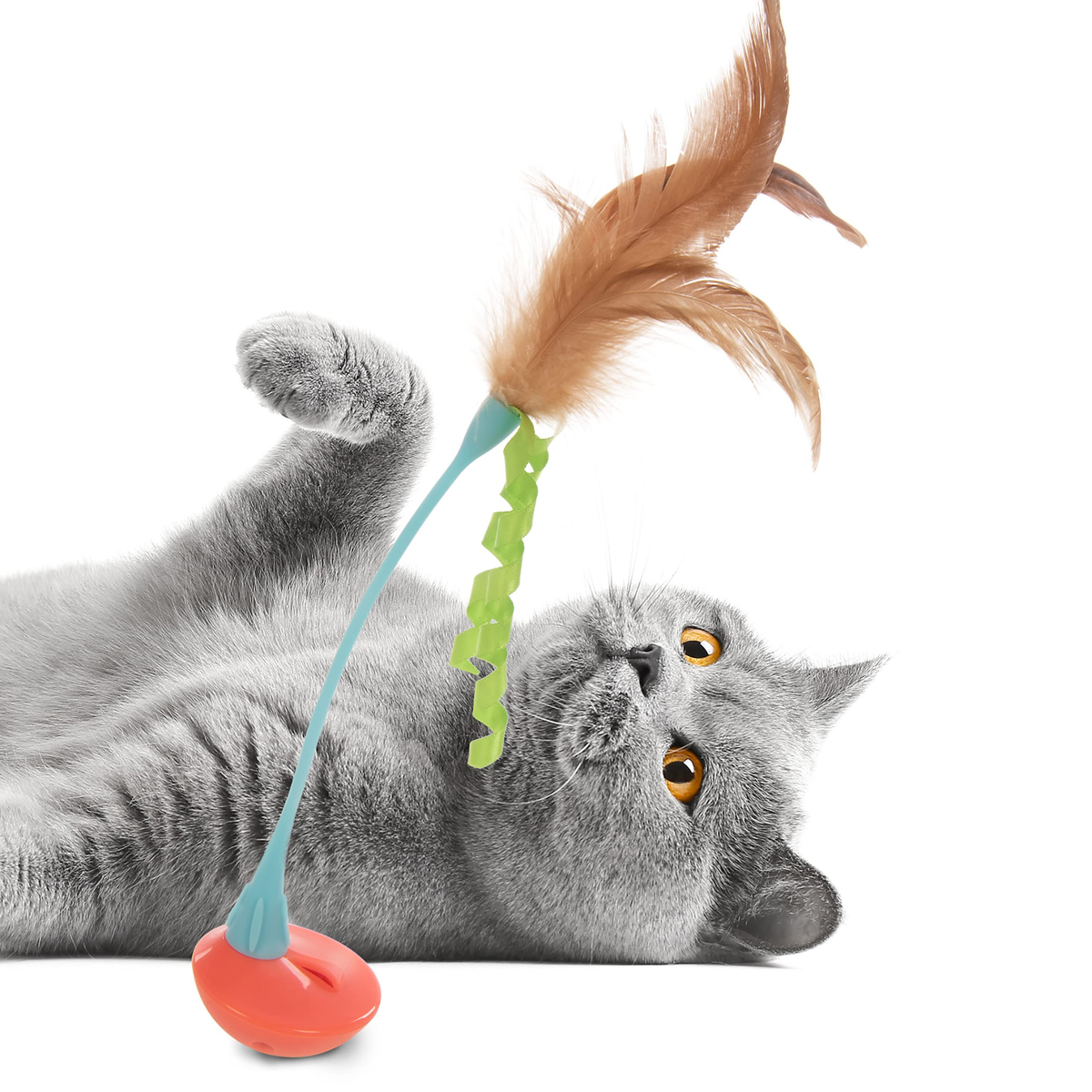 Smartykat Instincts Rowdy Rocker Self-Righting Wand with Feathers & Ribbons Cat Toy