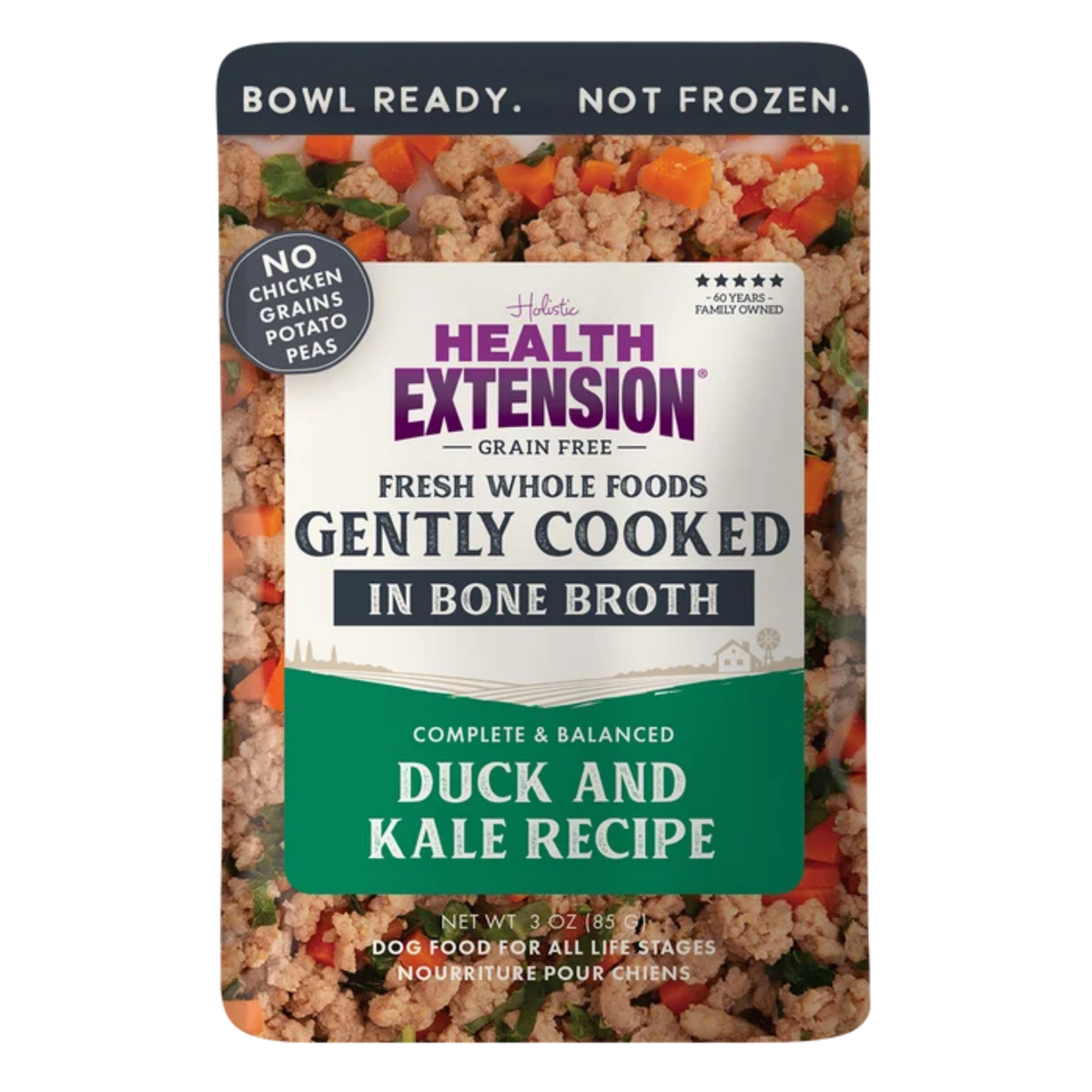 Health Extension Whole Foods Gently Cooked in Bone Broth Grain Free Duck & Kale Recipe Dog Food