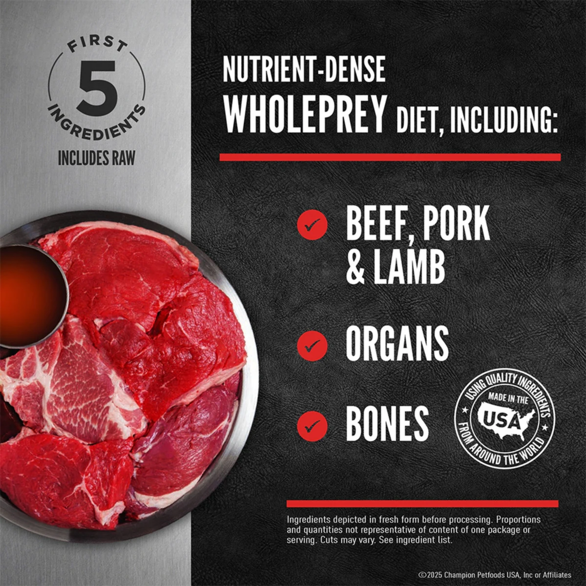 Orijen FRESHPREY Beef, Pork & Lamb Recipe Grain-Free Frozen Dog Food