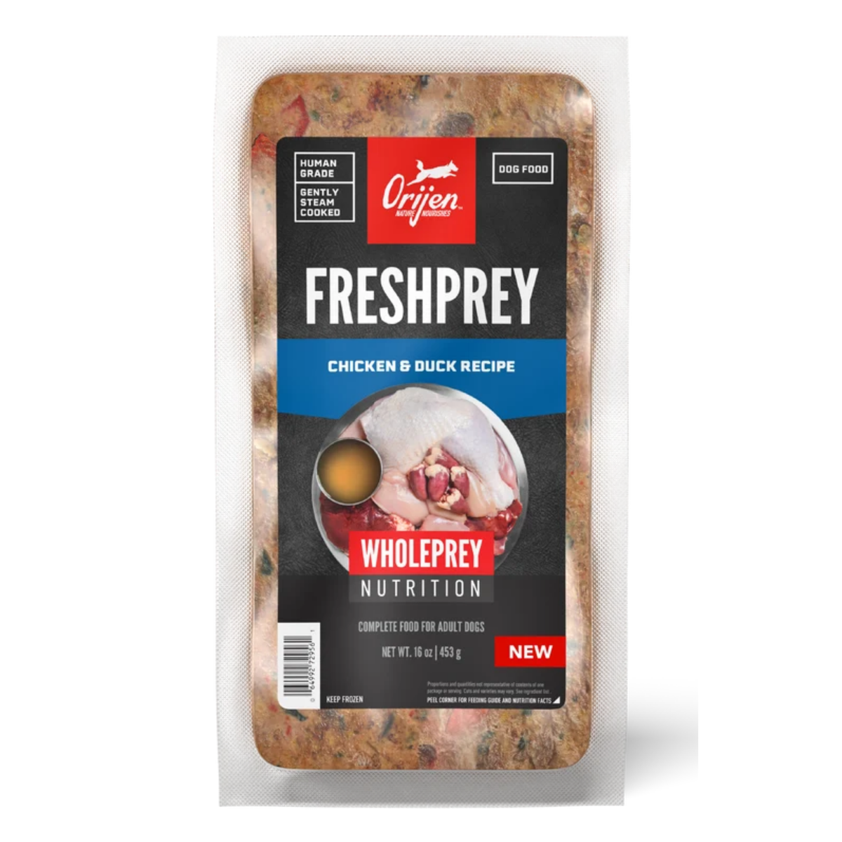 Orijen FRESHPREY Chicken and Duck Recipe Grain-Inclusive Frozen Dog Food 1 lb