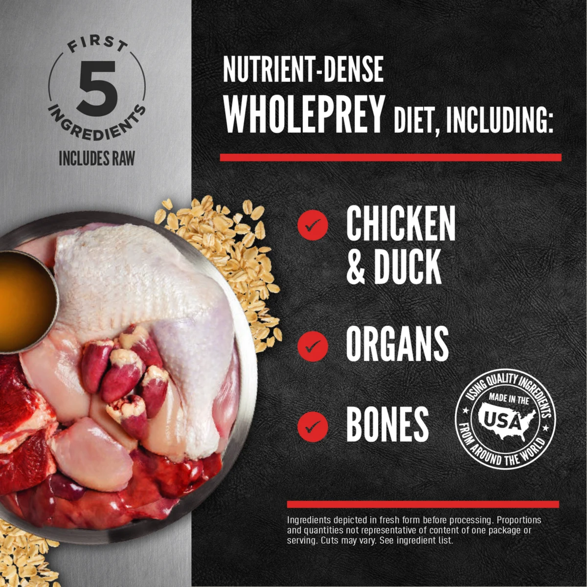 Orijen FRESHPREY Chicken and Duck Recipe Grain-Inclusive Frozen Dog Food 1 lb