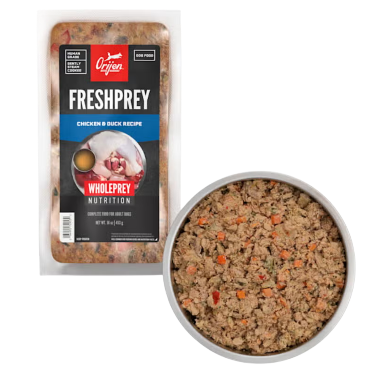 Orijen FRESHPREY Chicken and Duck Recipe Grain-Free Frozen Dog Food 1 lb