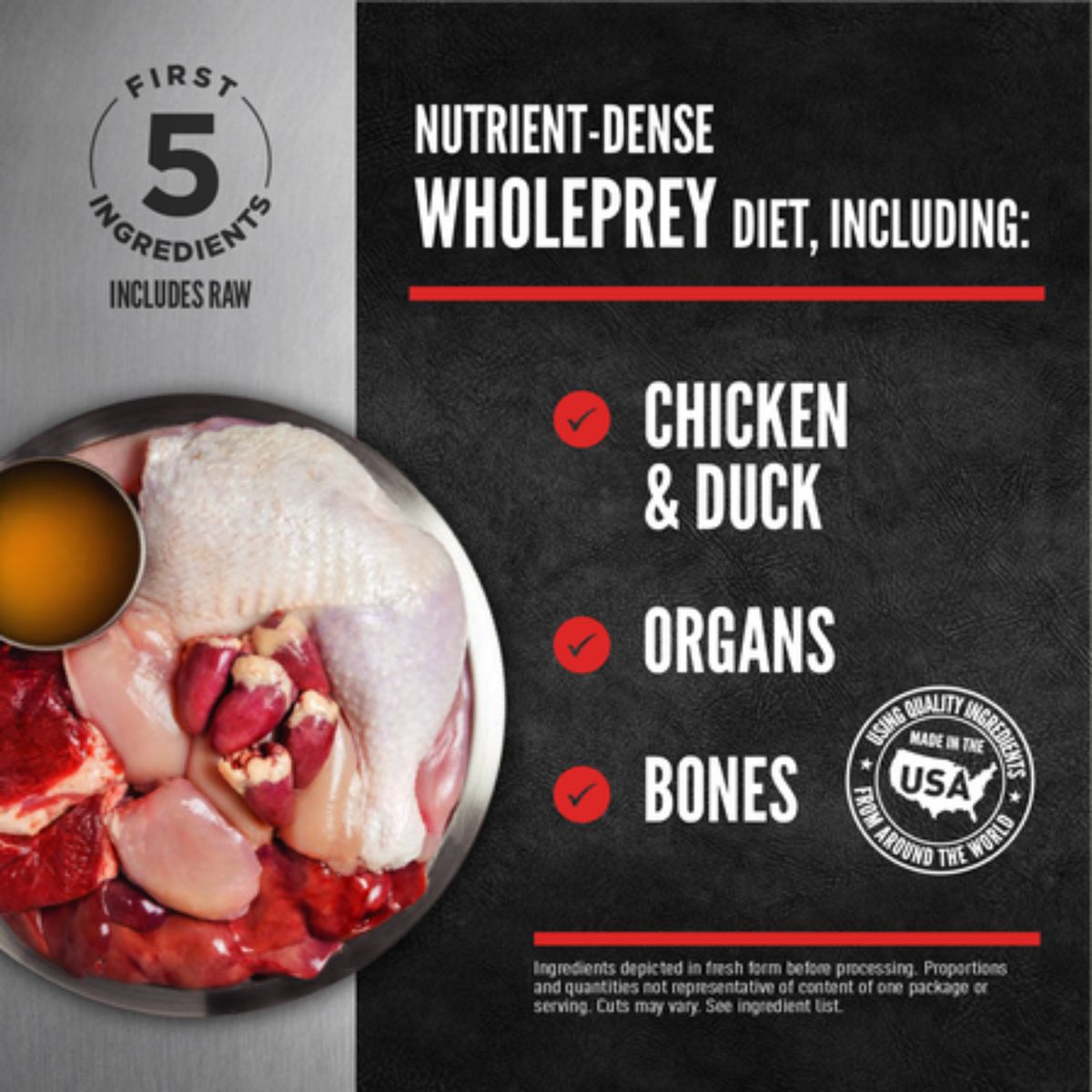 Orijen FRESHPREY Chicken and Duck Recipe Grain-Free Frozen Dog Food 1 lb