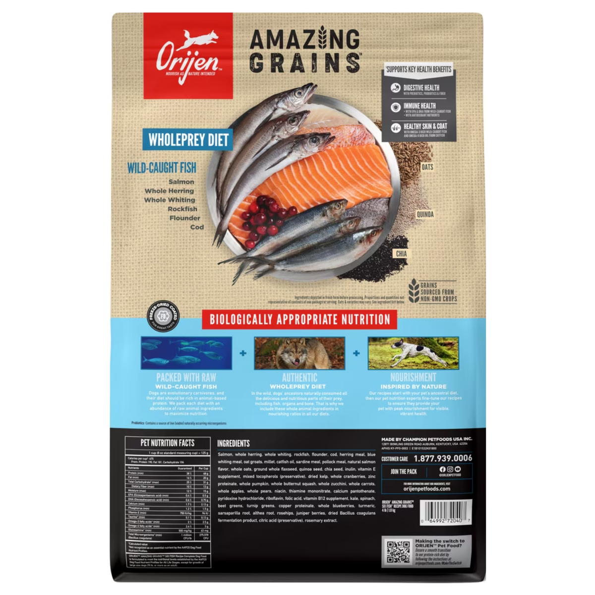 Orijen Amazing Grains Six Fish Recipe Dry Dog Food