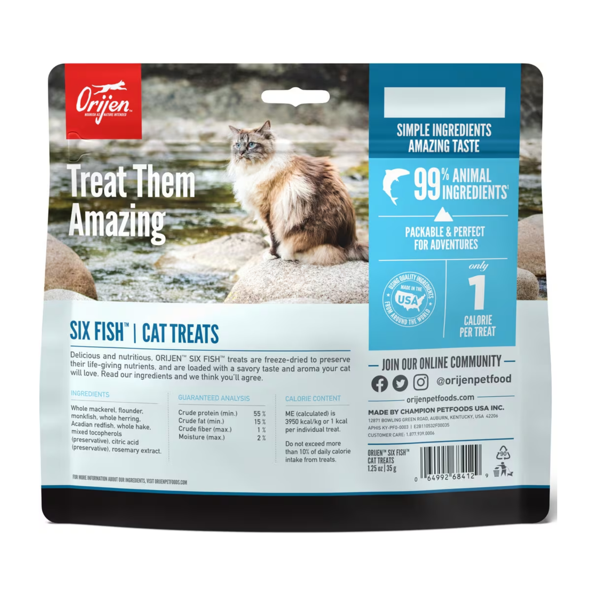 Orijen Biologically Appropriate Six Fish Freeze-Dried Cat Treats 1.25 oz
