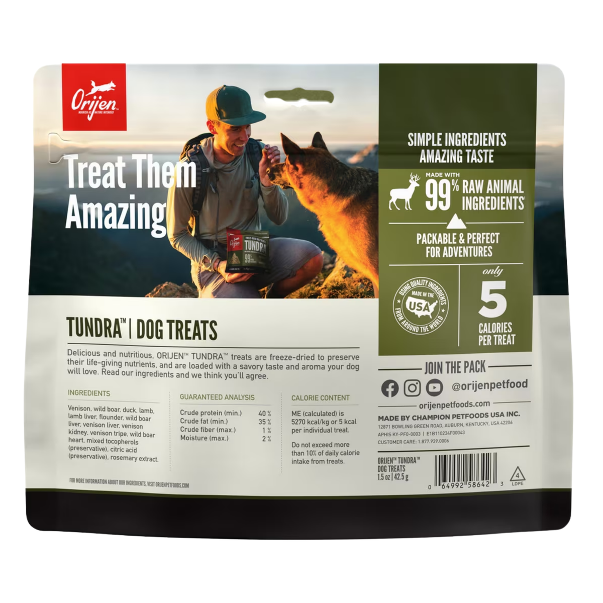Orijen Biologically Appropriate Tundra Boar/Goat/Venison Freeze-Dried Dog Treats