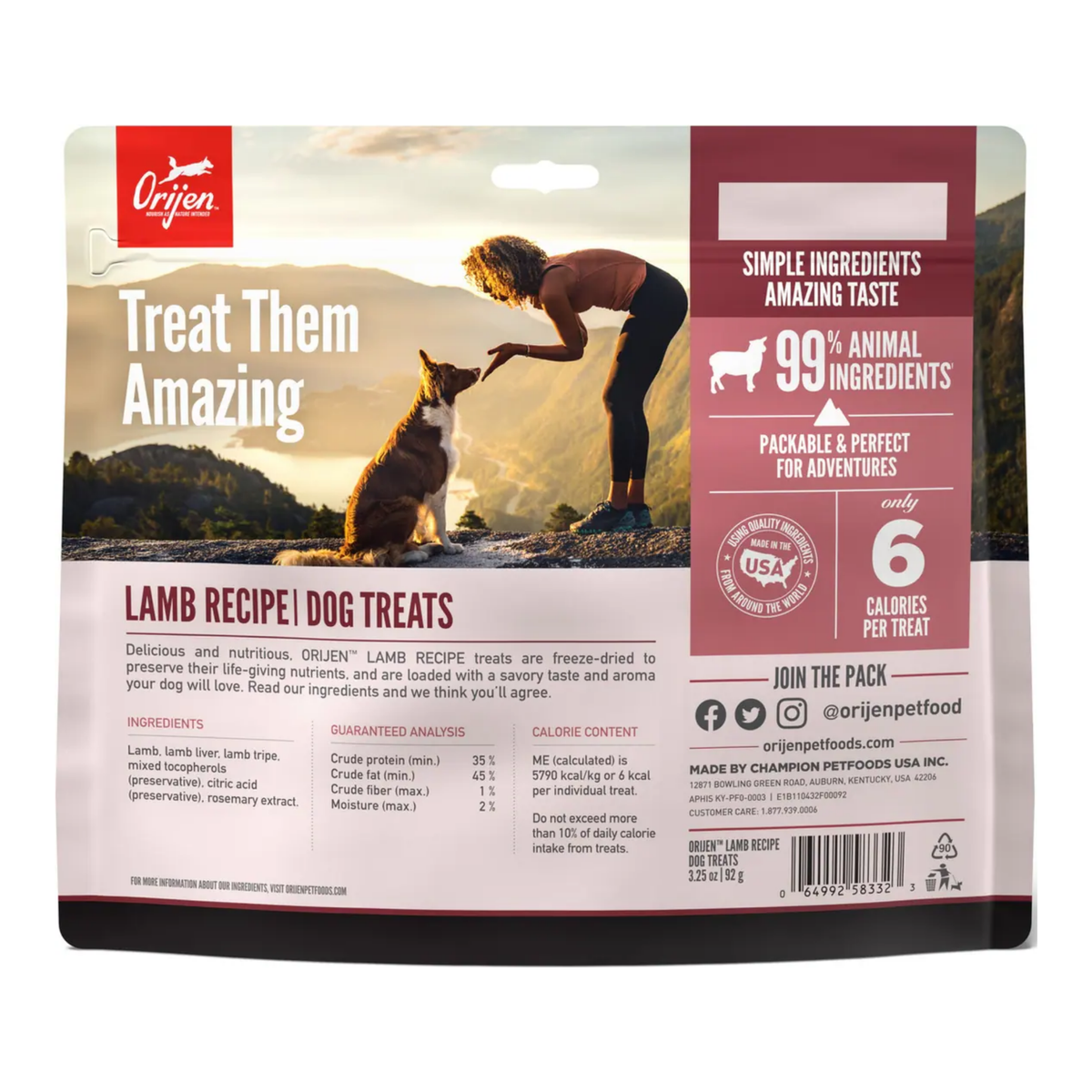 Orijen Biologically Appropriate Lamb, Liver, & Tripe Freeze-Dried Dog Treats