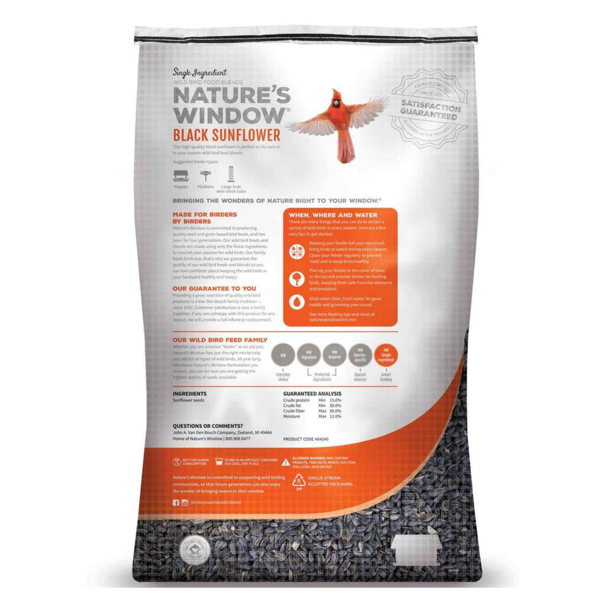 Nature's Window Black Oil Sunflower Seed Wild Bird Feed