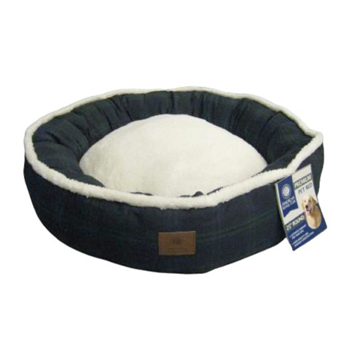 European Home Designs Green Plaid Round Pet Bed