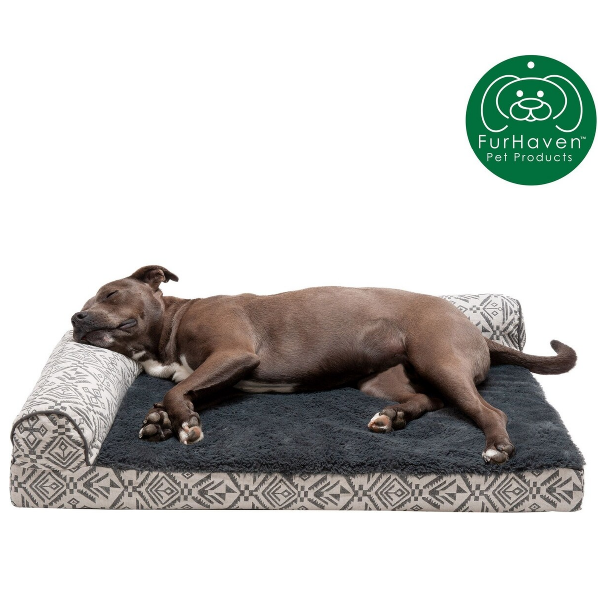 Furhaven Deluxe Chaise Lounge Dog Bed- Southwest Kilim