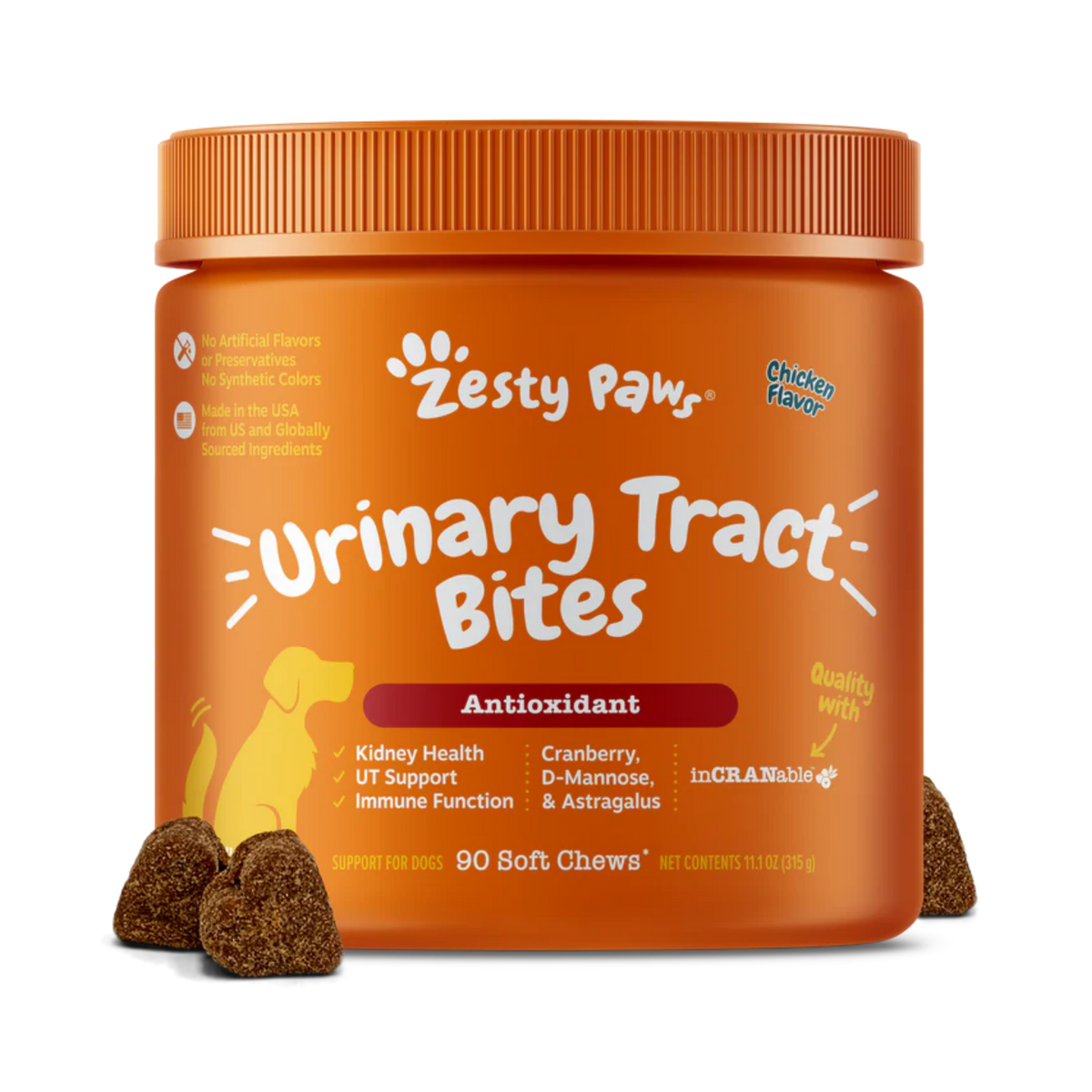 Zesty Paws Urinary Tract Bites Antioxidant Soft Chews for Dogs 90 ct