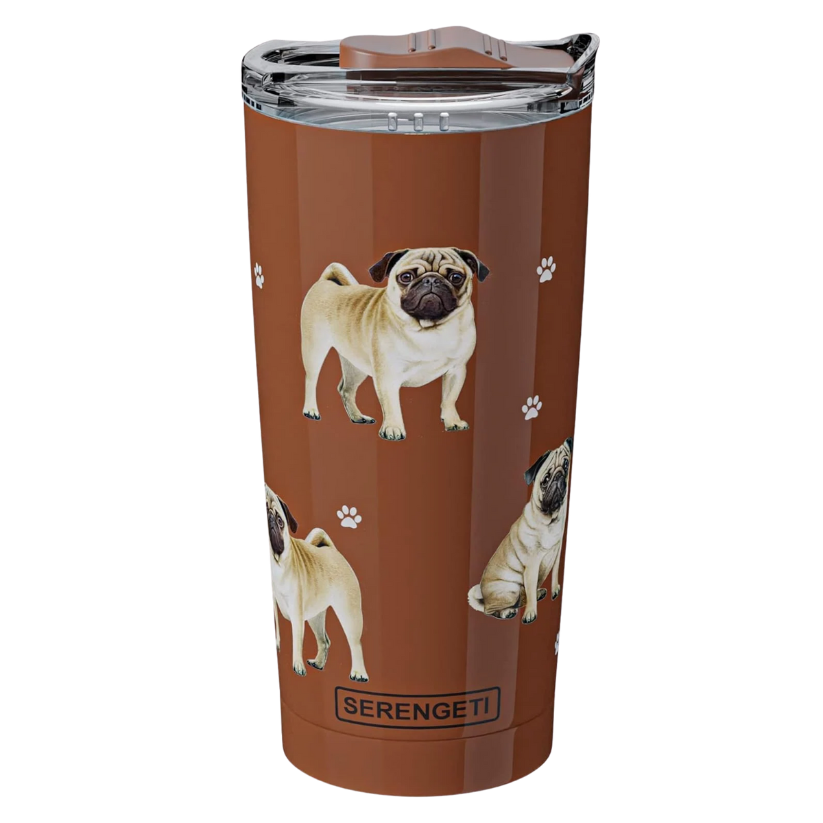 E & S Imports Serengeti Pug Stainless Steel, Vacuum Insulated Tumbler with Spill Proof Lid 20 oz