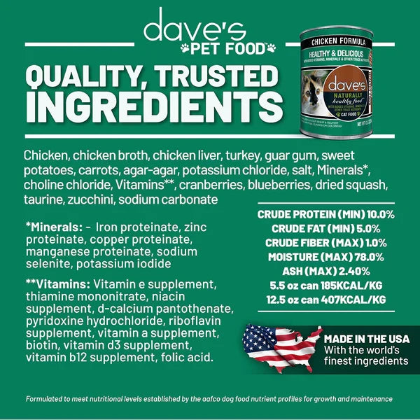 Dave's Naturally Healthy Grain-Free Chicken Formula Wet Cat Food