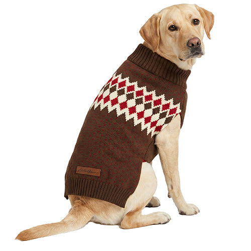 Petrageous Eddie Bauer Fair Isle Dog Sweater, Brown