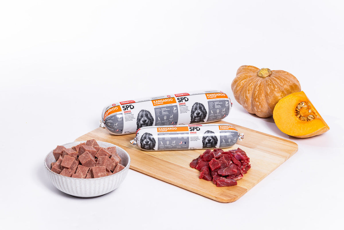 Prime100 SPD Fresh Roll Kangaroo & Pumpkin Steam Cooked Dog Food