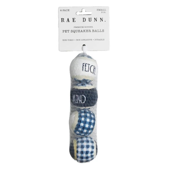 Kole Imports Rae Dunn Blue Premium Rubber Pet Squeaker Balls 4 pk