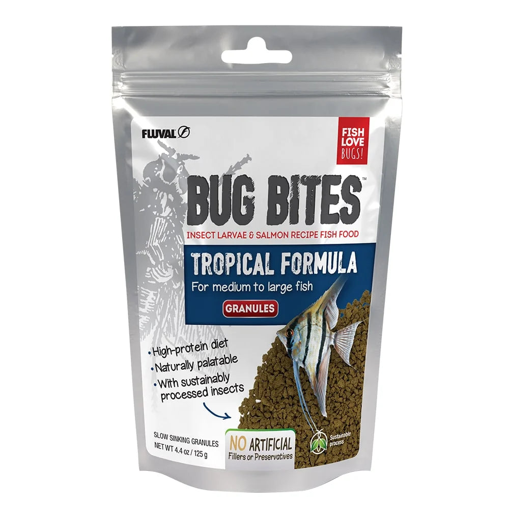 Fluval Bug Bites Granules for Medium/Large Tropical Fish Food 4.4 oz