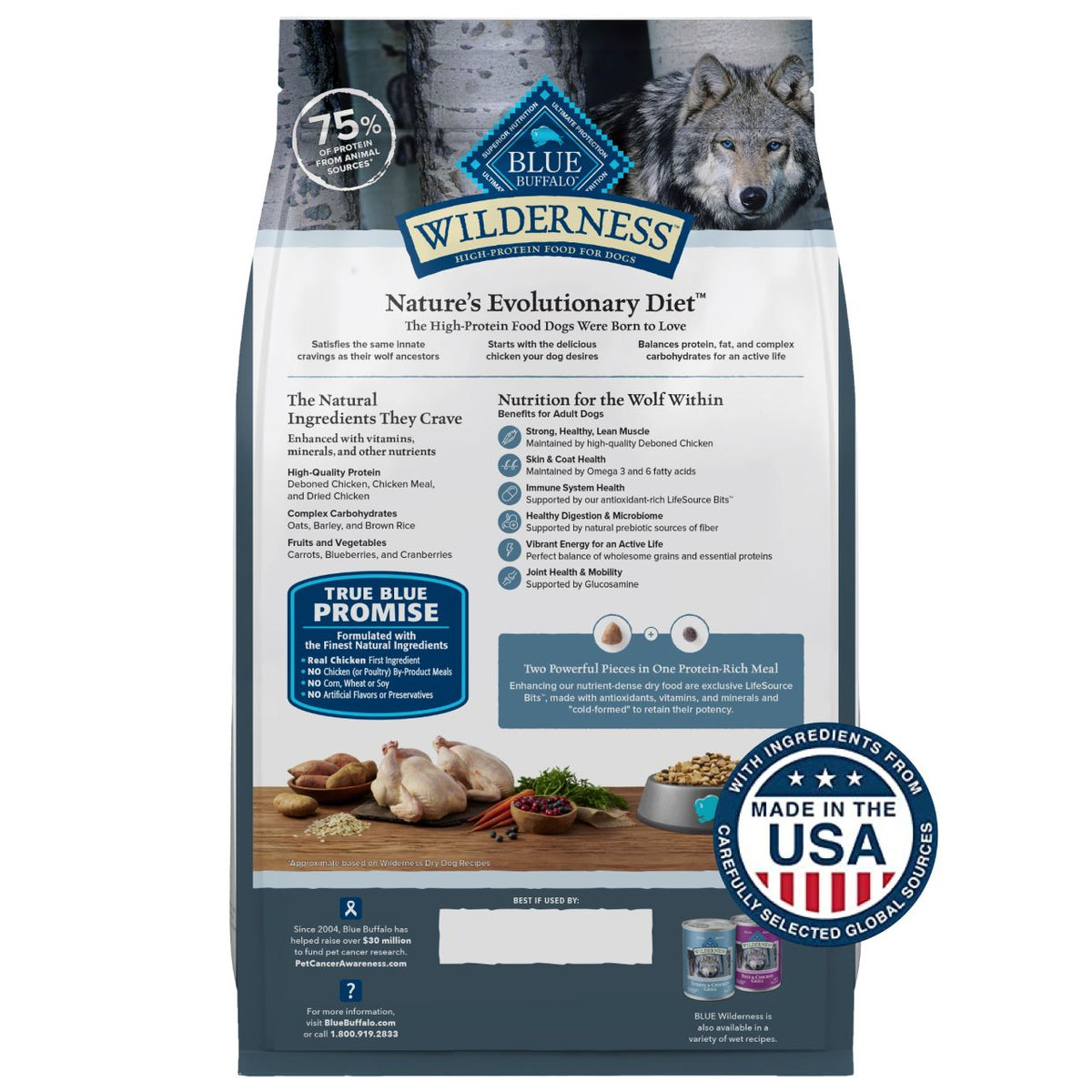 Blue Buffalo Wilderness Nature's Evolutionary Diet with Chicken & Wholesome Grains Adult Recipe Dry Dog Food