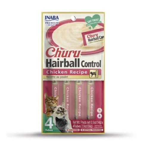Inaba Churu Hairball Control Tuna Recipe Lickable Cat Treat 4 pk