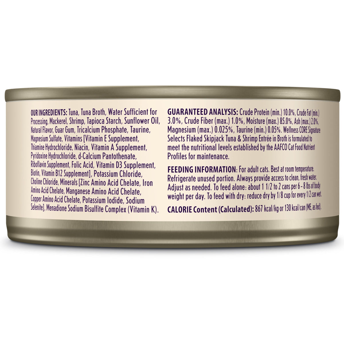 Wellness CORE Signature Selects Flaked Skipjack Tuna & Shrimp Entrée in Broth Canned Cat Food