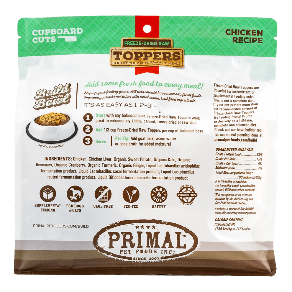 Primal Cupboard Cuts Freeze-Dried Raw Chicken Pet Food Topper 3.5 oz