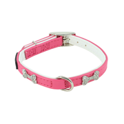 Coastal Pet Products Li'l Pals Posh B'Dazzled Bone Dog Collar- Pink