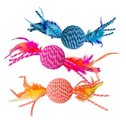 Spot Ethical Pet Elasteeez Ball & Feathers Cat Toy