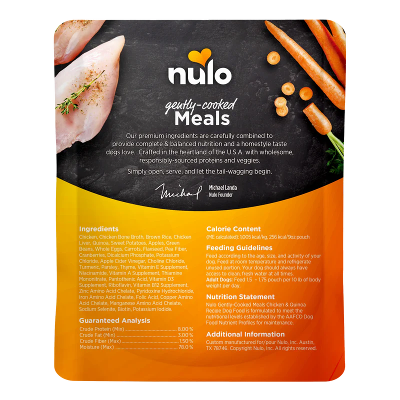 Nulo Gently-Cooked Meals Duck, Chicken & Quinoa Recipe Adult Dog Food