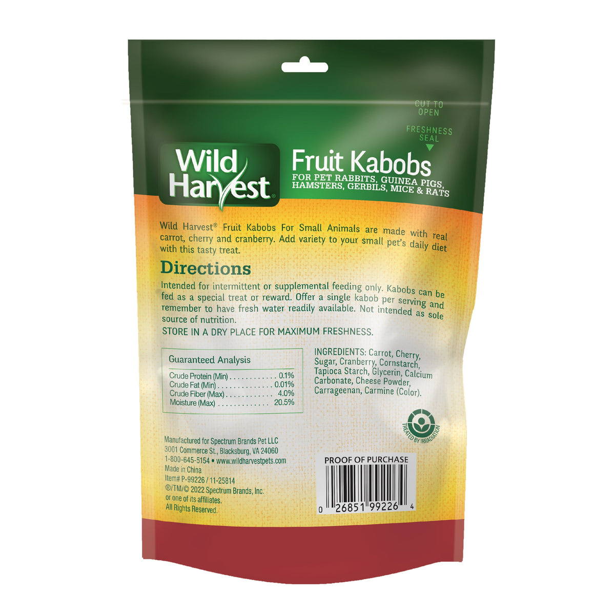 Wild Harvest Fruit Kabobs Small Animal Treats 6 ct