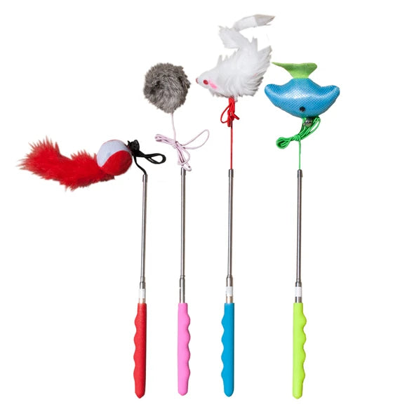 Kole Imports Telescopic Teaser Cat Toy, Assorted