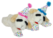Multipet Lamb Chop with Birthday Hat Plush Dog Toy 10.5 in