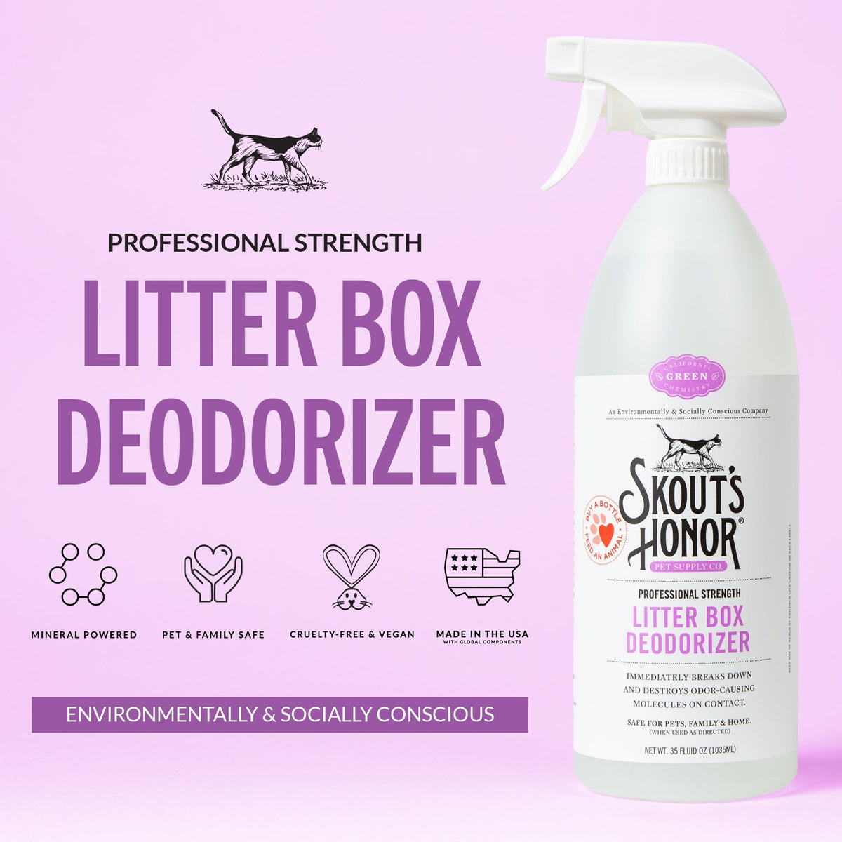 Skout's Honor Professional Strength Cat Litter Box Deodorizer Spray 35 oz