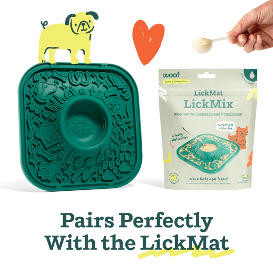 Woof Bacon & Cheese LickMix Lick Mat Spread & Meal Topper for Dogs 5.5 oz